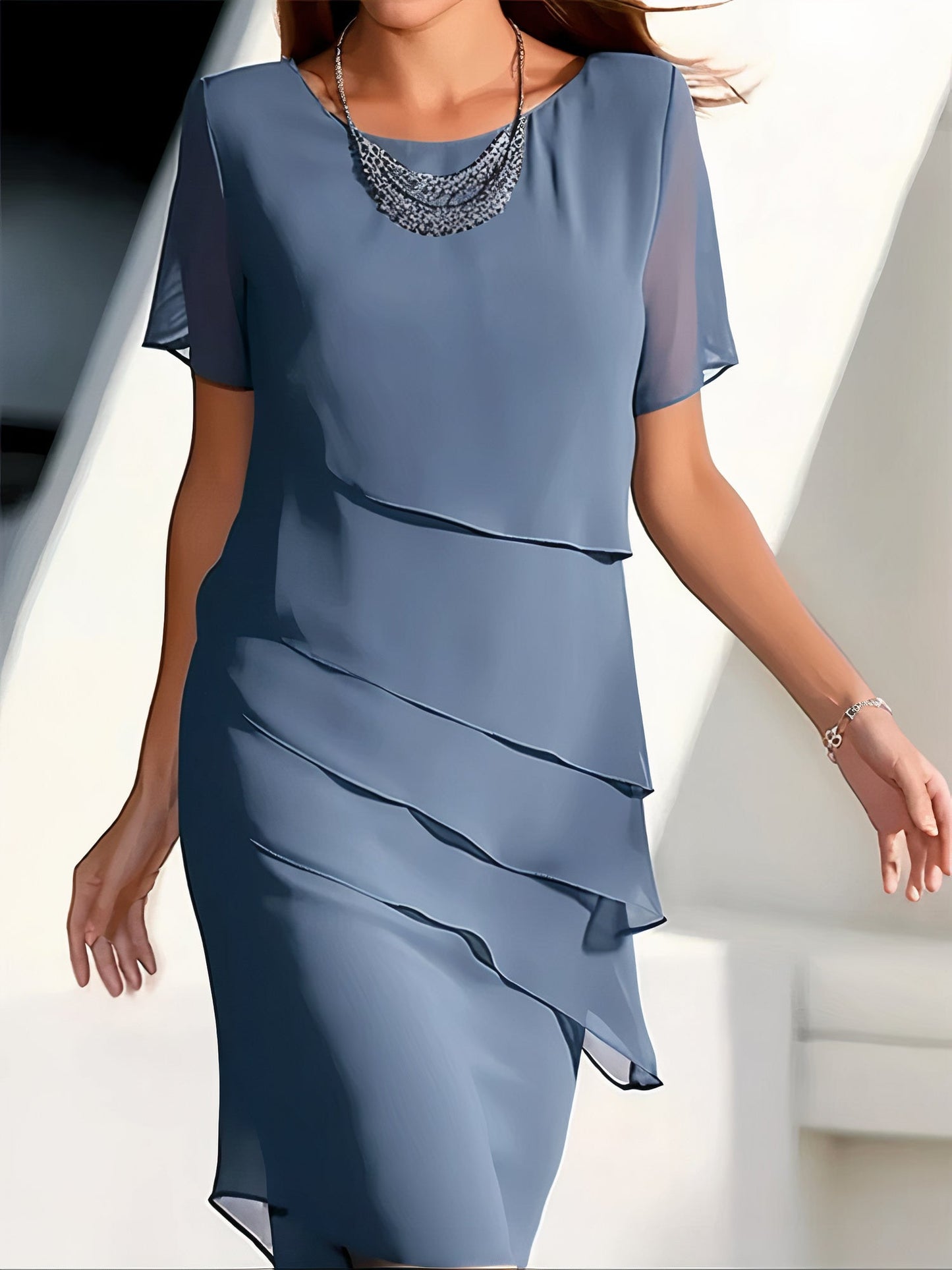 Damen Chiffonkleid Leicht für Festliche Anlässe und Hochzeitsgäste