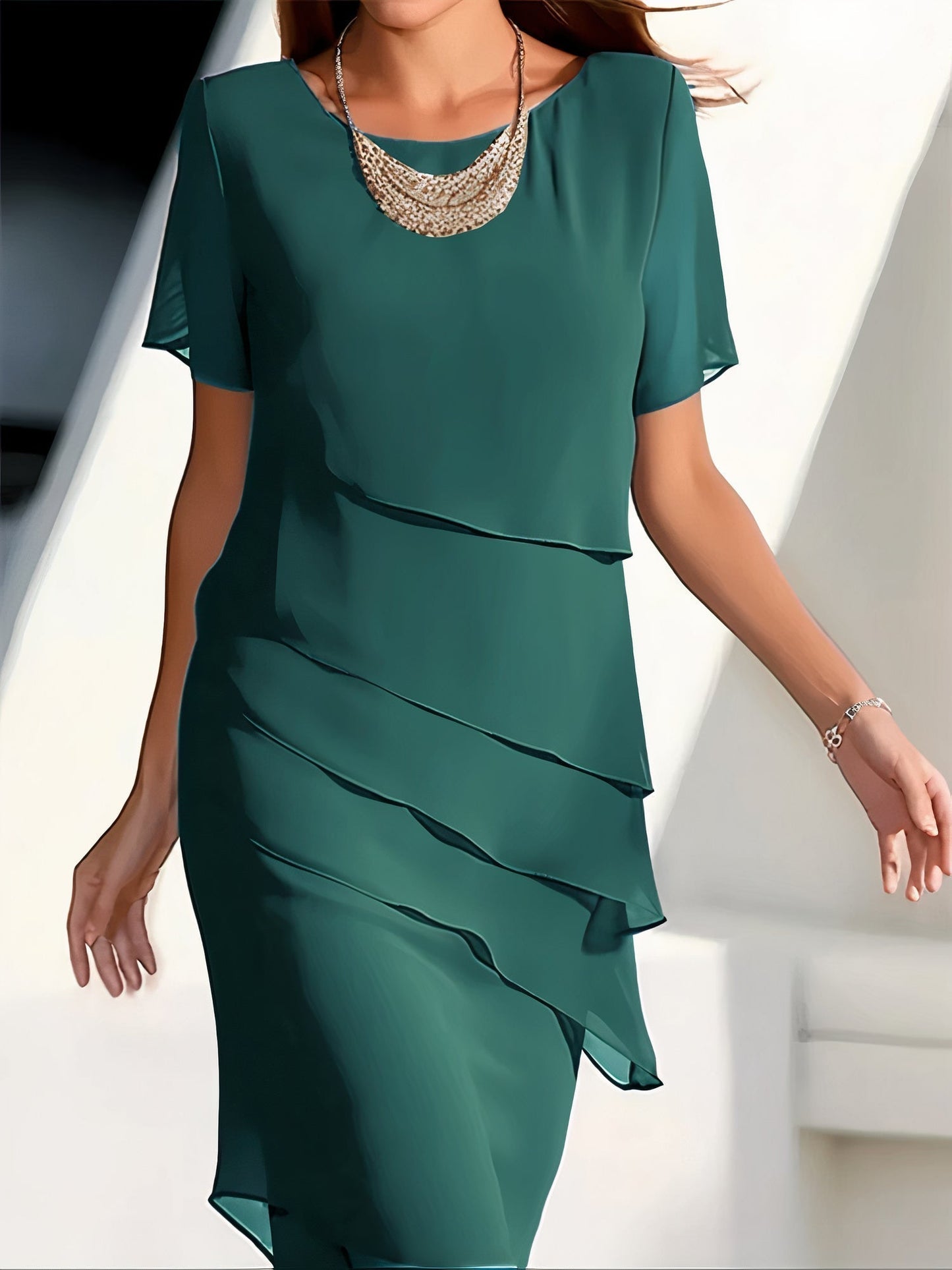 Damen Chiffonkleid Leicht für Festliche Anlässe und Hochzeitsgäste