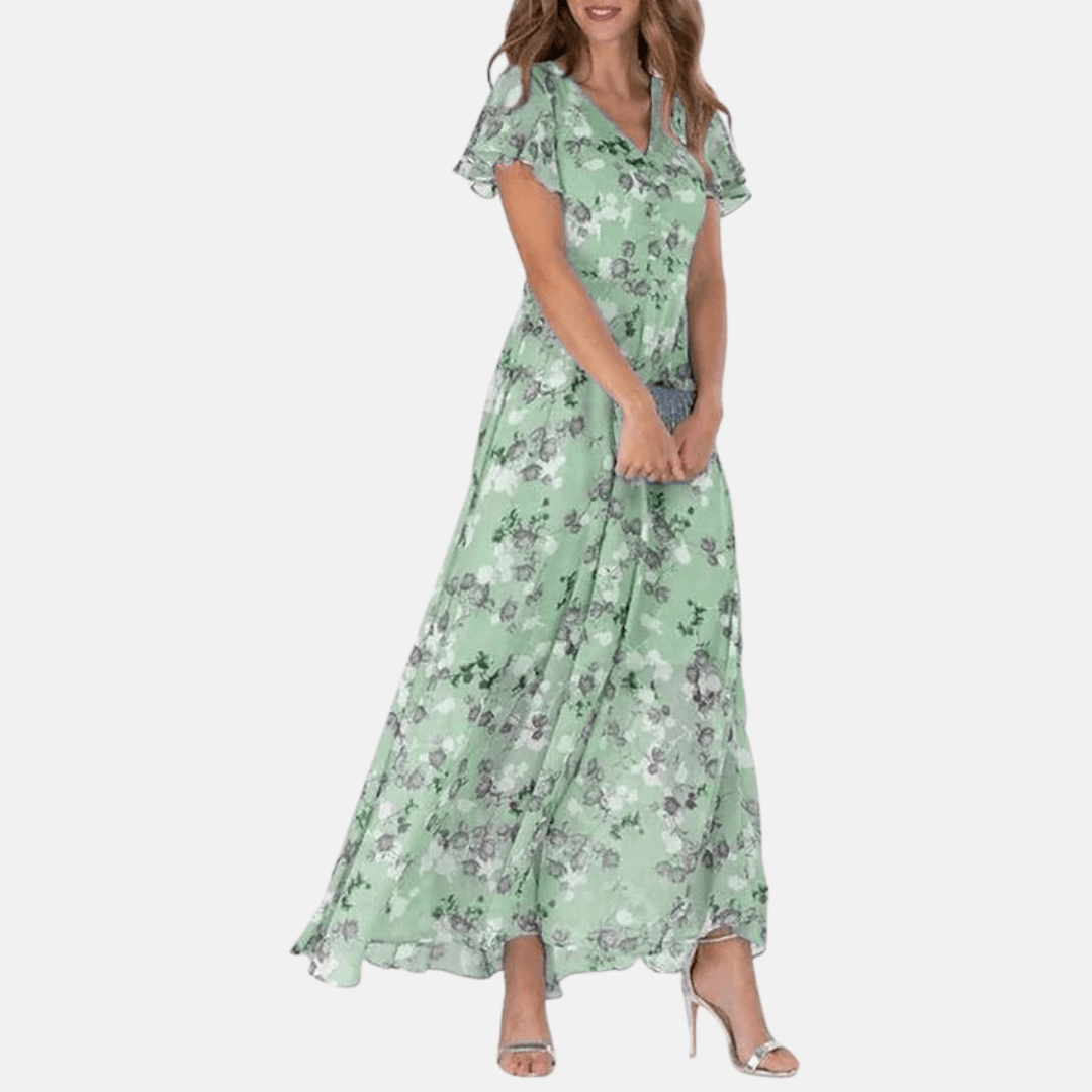 Laura Geblümtes A-Linien-Kleid schlicht