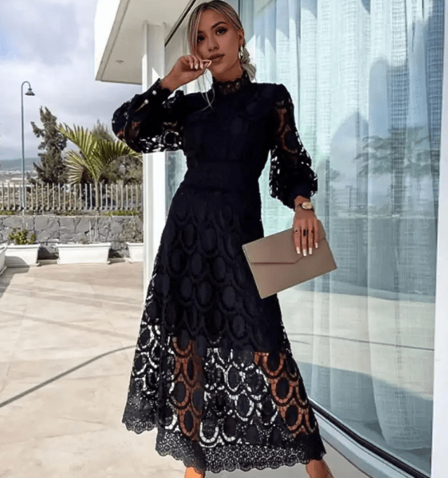 Freja Spitze Midikleid Eleganter Stil