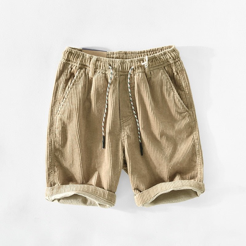 Herren Kord-Shorts Beige Größe M Baumwolle - Lässige Kurze Hosen für Männer-1