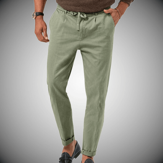Herren Chino Hose Beige Größe M Baumwolle mit Elastischem Bund-1