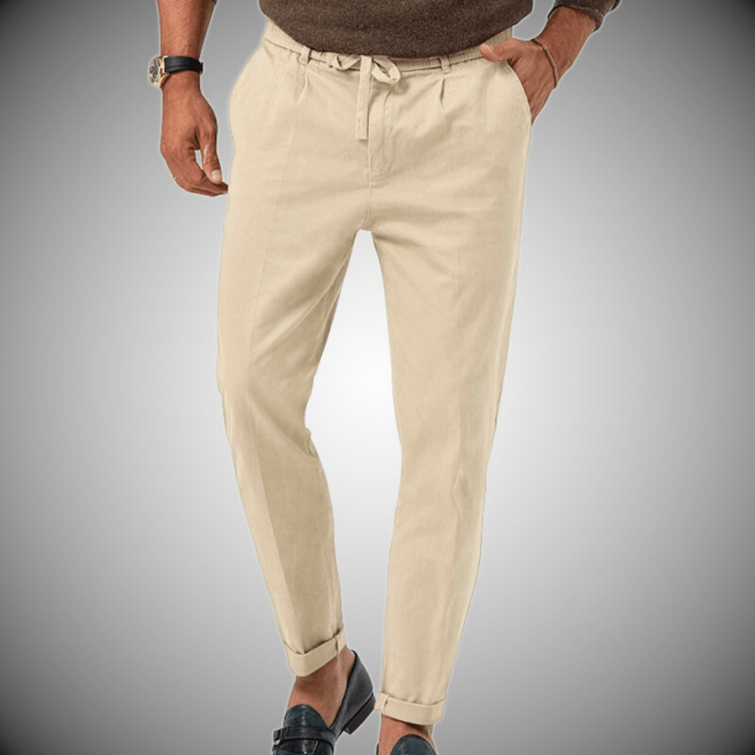 Herren Chino Hose Beige Größe M Baumwolle mit Elastischem Bund-2