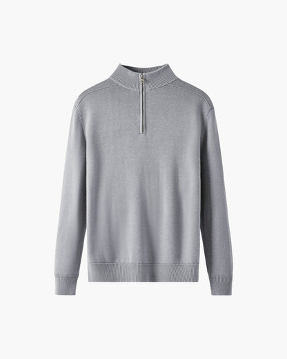 Herrenpullover Grau Größe M 100% Merino Wolle Halbzip-1