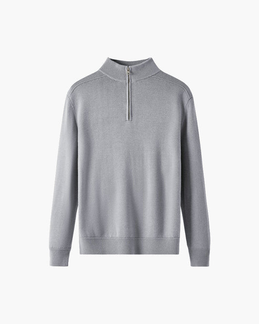 Herrenpullover Grau Größe M 100% Merino Wolle Halbzip-1
